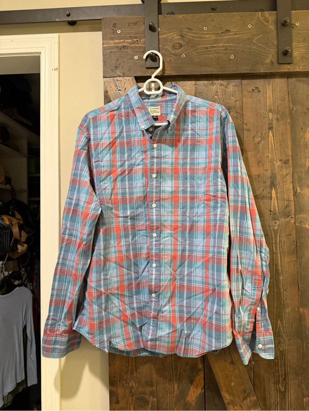 J. Crew Men's Plaid Button-Down Shirt Slim XL